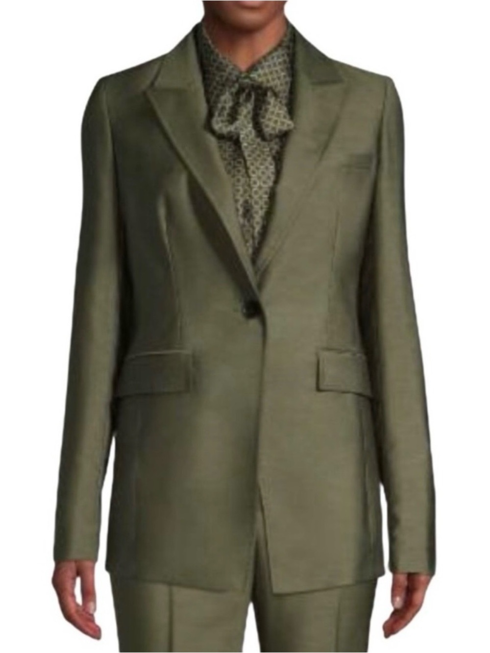 Lafayette 148 Whitney Notched
Collar Blazer in Olive Green 2